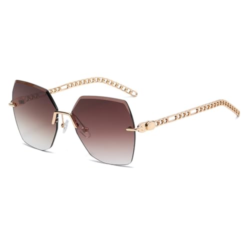 Lunettes de soleil carrées sans monture femmes LVTFCO oversize marron UV400