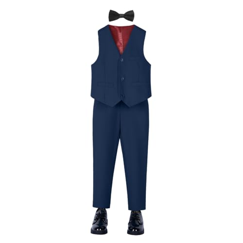 Image of YuanLu Boys Suit Homecoming Dresses for Kids Ring Bearer Outfit Suits Tuxedo Formal Vest and Pants Suit Set