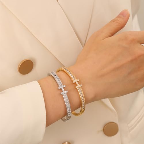 18 K Gold Plated Zircon Bangle Bracelet Stack Love Jewelry Set for Women Gift with Box2