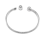 925 Sterling Silver Screw End Charm Torque Bangle Bracelet Circumference 20 cm, 2.5 mm Thick