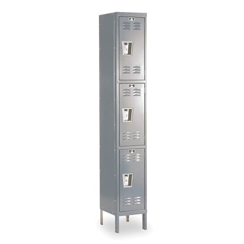 Hallowell U1288-3A-HG Hallowell Gray Steel Premium Wardrobe Locker, 1 Wide with 3 Opening, 3 Tier, 12