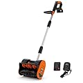 Cordless Electric Snow Shovel, 20V 4.0Ah Battery & Charger, Brushless Motor, Clears 12" Wide x 8" Deep, 17FT Throwing Distance, Lightweight Snow Thrower for Driveways & Sidewalks - Orange