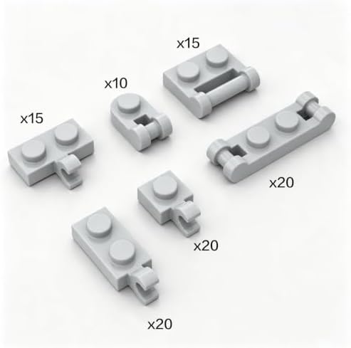 100 Pcs 6 Size Classic Building Plate with Clip and Bar Handle Assortment Pack, 100Pcs Plate Side with Groove Connecting Parts Compatible with Lego Parts and Pieces