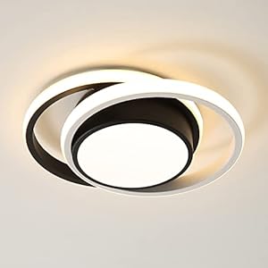 Osairous LED Plafonnier Moderne, Lampe de Plafond 21W 2 Anneaux, Plafonnier en métal Acrylique Blanc pour Salon, Chambre à Coucher, étude 3500K