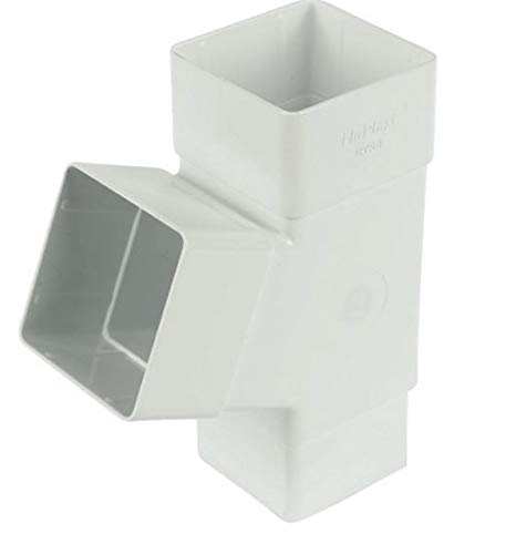 FLOPLAST 65mm Square 67 Degree Downpipe Branch - White - Pack of 2