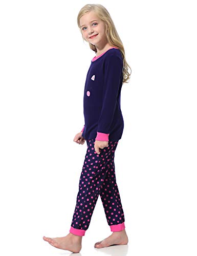 Hawiton Children's Cotton Pajamas Set Boy Girl Cute Cartoon Sleepwear Unisex Kids PJS Sets Loungewear with Pocket Dark Blue - Thumbnail 7
