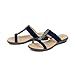 VJH confort Women's Slides,Comfortable Open toe Rhinestone H-band Dressy Flat Sandals(navy,8.5)