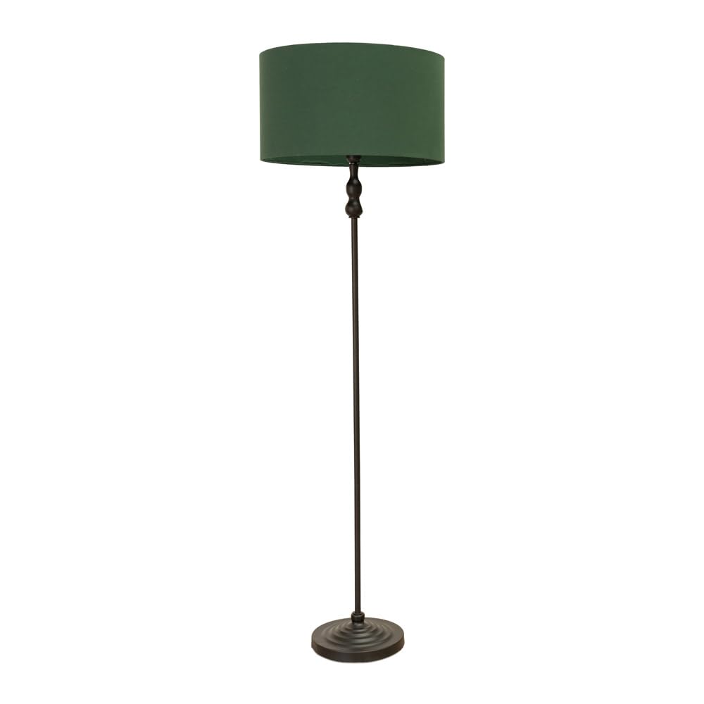 Valuelights Unisex Bottle Green Maggie Black Metal Candlestick Floor Lamp With Fabric Lamp Shade In