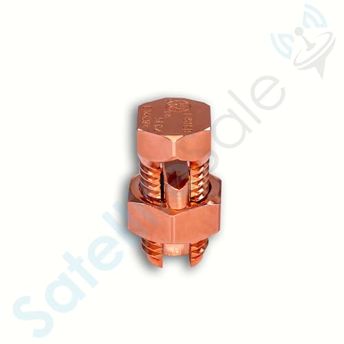 SatelliteSale UL-Listed Bonding Lugs High Conductivity Copper Coated Brass Grounding Split Bolt Connectors Size #4 Pack of 50 Pieces