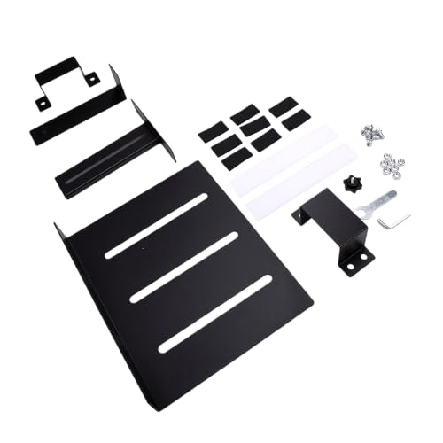 Soporte para PC bajo el escritorio, ajustable sin perforación para patas de tubo cuadrado, soporte robusto de acero para CPU con capacidad de carga de 20 kg y abrazadera antivibración para soporte de computadora en oficina en casa miniatura 2