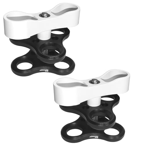 2PCS 1'' Standard Triple Holes Ball Clamp Mount,360°Clip Adapter Bracket for Underwater Diving Light Arm Tray System Photography Diving Camera Action Camera Flashlight Arms System,Black and White ﻿