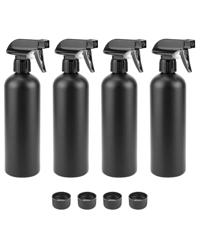 QWORK® 4 Pack 500ml Spray Bottle, Sprayer Container, Black, for Hair Dressing, Flower Plant Care, Cleaning