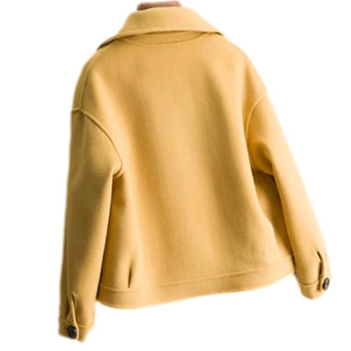 Mnjyihy Women Autumn Short Solid Wool Coat Outerwear Winter Double Breasted Loose Casual Warm Jacket2