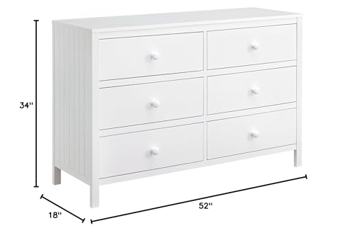 Image of Soho Baby Everlee 6 Drawer Dresser, Whitewash