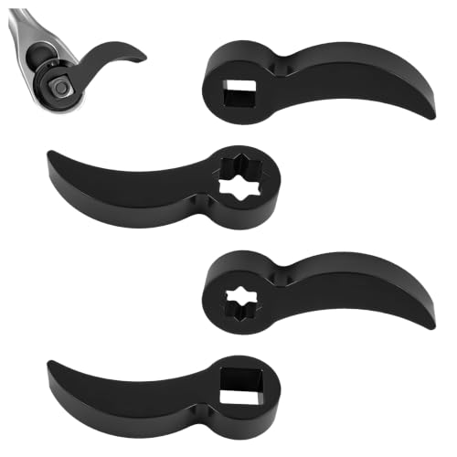 IHOTDER 4PCS Bull Horn Pry Bar Wrench Adapter Set Adjustable Multi Angle Wrench Adapter with 1/2 Drive & 3/8 Drive 4-Point & 8-Point Ratchet Pry Bar Attachment as CV Axle Removal Tool