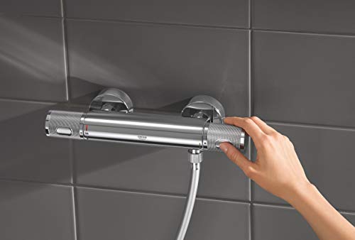 GROHE QUICKFIX, Precision Feel, Miscelatore termostatico per doccia, limitatore di portata GROHE EcoButton blocco sicurezza 38, Cromo, 34790000