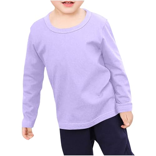 Toddler Girls Cotton T-Shirts Long Sleeve Shirts Solid Color Basic Tees Fall Tops Casual Tshirts