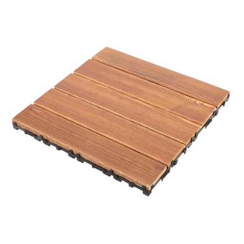 ARTIBETTER Interlocking Outdoor Wood Flooring Deck Tiles Waterproof Carbonized Solid Wood Patio Balcony Decking Tiles for Garden Terrace