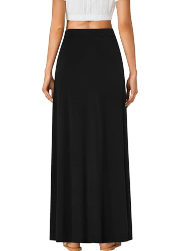 Rooscier Women's High Waist Button Front A-Line Long Maxi Skirt with Pockets2