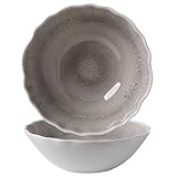ZAROCRUS Melamine Serving Bowls Set of 2, 12''x4'' Large Salad Bowls, Fruit Bowls, Mixing Bowls, Serving Bowls for Kitchen, Ideal for Prepping and Serving Food, Gray