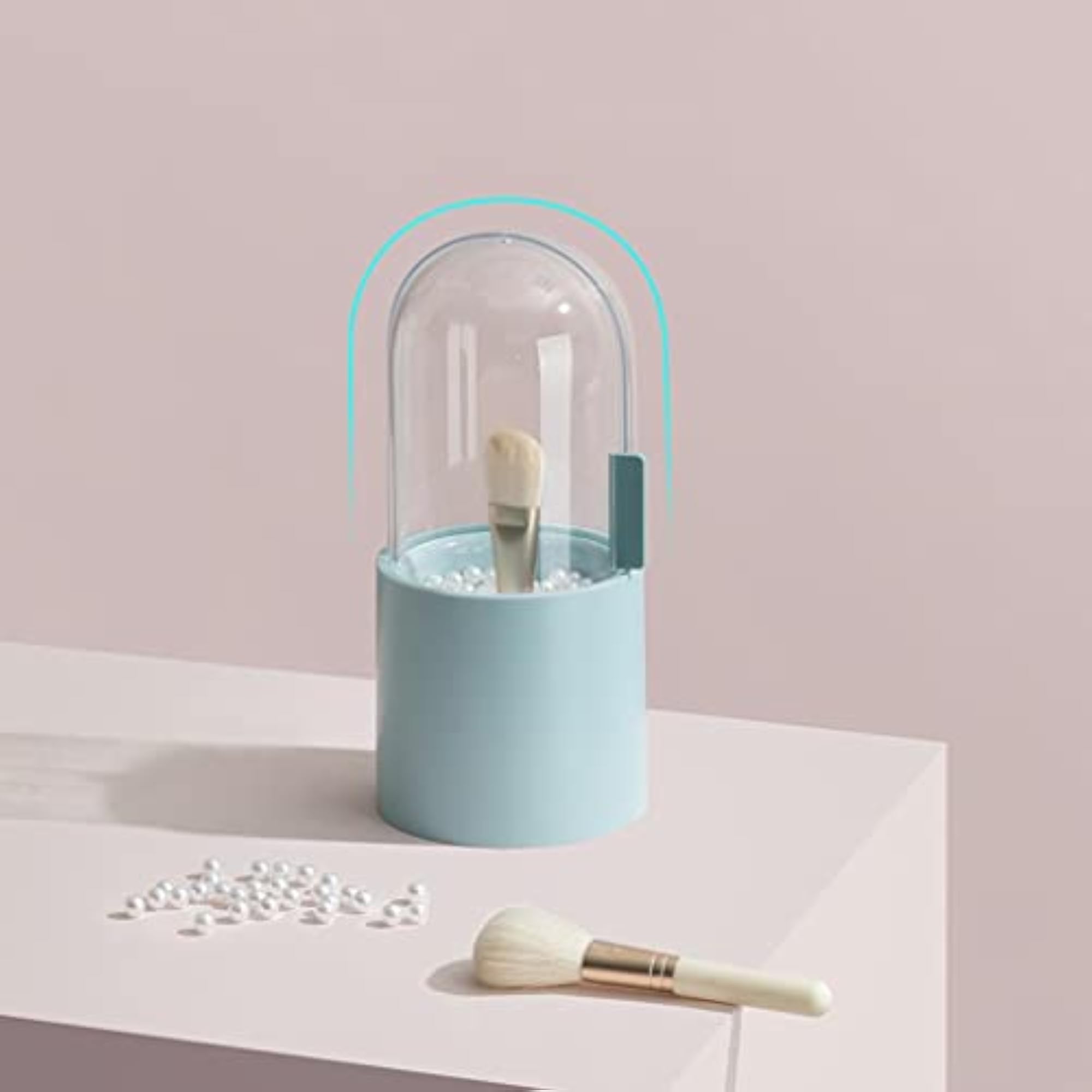 Transparent Makeup Brush Holder with Lid for Dresser