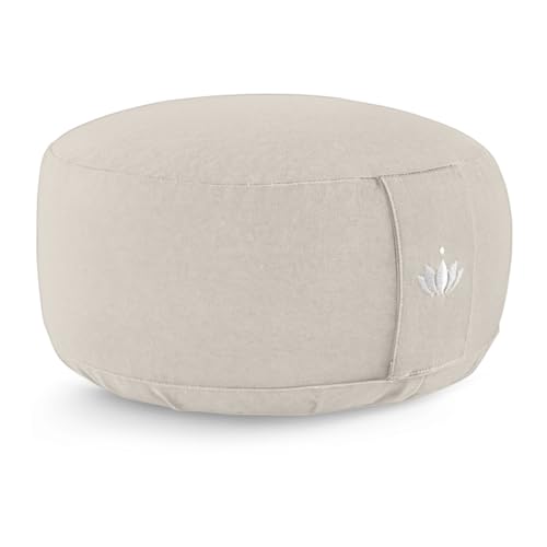 LOTUSCRAFTS® Meditationskissen mit 15cm Sitzhöhe, bestickt, Yoga Kissen...