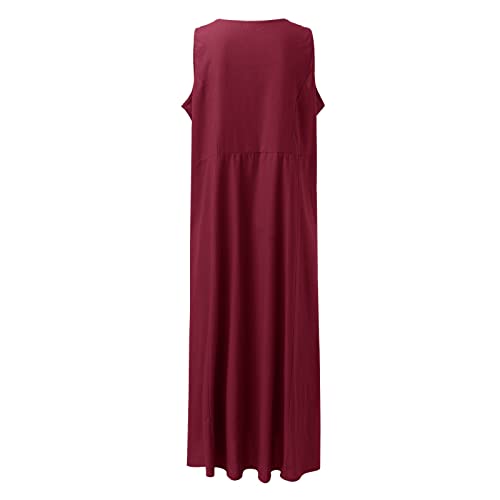 Robe débardeur longue vêtement femme quotidien col rond fluide - 5