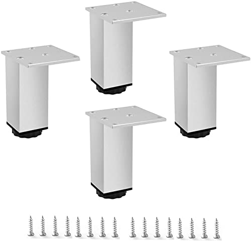 Patas de metal para muebles, altura ajustable, juego de 4 patas cuadradas reemplazables para armario del hogar