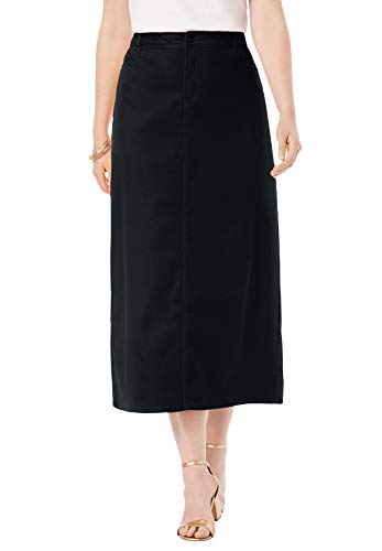 Jessica London Women's Plus Size True Fit Denim Skirt - 20 W, Black