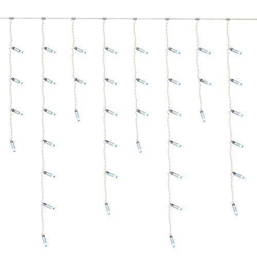 Gresonic 200/400/600er LED 5m/10m/15m Eisregen Lichterkette Lichtervorhang Eiszapfen Außen Innen Deko Strombetrieben[Energieklasse A+] (200LED 5m, Kaltweiß+Timer)