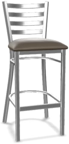 Ladder Back Bar Stool with Padded Seat, Detached Seat, Steel Frame, Powder-Coated Finish, 30.5 Inch Seat Height, 330 lb. Capacity, Modern Style, Indoor (Navy Vinyl, Clear Coat Finish)