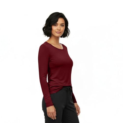 Image of Natural Uniforms Women's Long Sleeve Underscrub T-Shirt - Cotton Blend Scrub Base Layer for Nurses & Medical Professionals