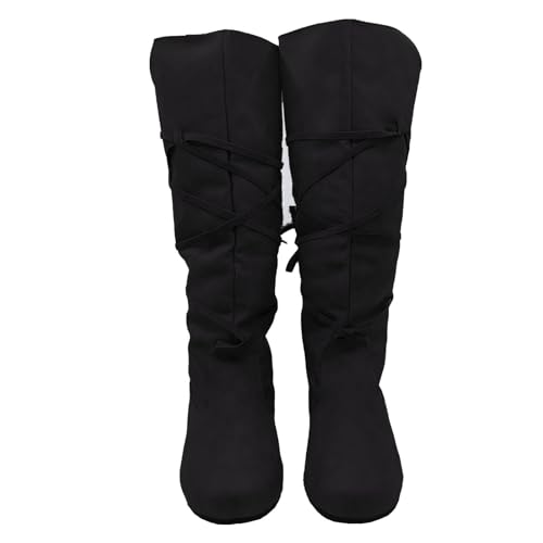 Image of Unisex Renaissance Boots Men's Medieval Cosplay Boots Women Halloween Vintage Stage Pirate Viking Tied Boots Shoes