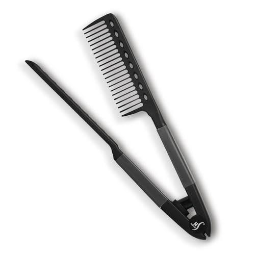 HerStyler Hair Comb For Straightening - Protects Hands - No More Knots - Styles Like A Pro - Versatile Hair Styling Comb - Travel Friendly (Black, Plastic, Dry Hair, 1 Count Pack of 1)