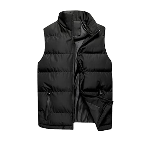Chaleco de algodón para hombre con abrigo acolchado grueso negro