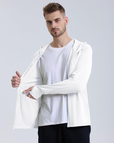 Image of DENIMHOLIC Men Full Zip Hoodie Jacket Long Sleeve Sunscreen jacket for men UV Protection UPF 50+ Lightweight Summer jacket for men sun protection For bike gym trekking