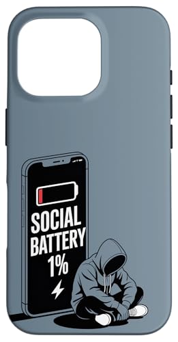 Social Battery 1% ? Funny Introvert Personality Humor �X�}�z�P�[�X iPhone 16 Pro �p