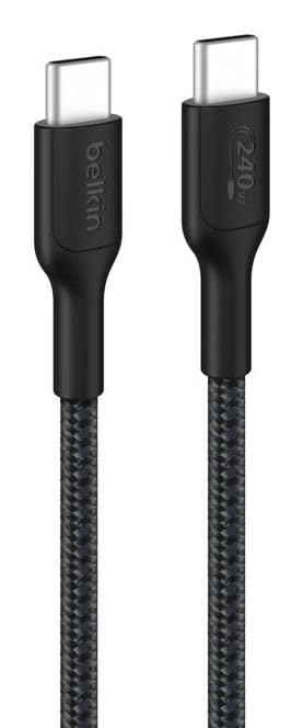 Belkin Eco Braided USB-C to USB-C Cable (3M, 240W) - Soft, Flexible Fast-Charging Cable, Type C Charger Cord for iPhone 16, Galaxy S25, Pixel 9, MacBook, iPad Pro, & More - Black (USB 2.0)