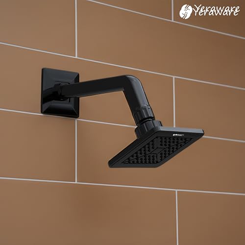 Image of YERAWAR Wall Mounted Overhead Shower Head | High Pressure Rain Shower | ABS Material Body | Anti-Clog Nozzles | Easy Install Bathroom Shower for Home & Hotel (Black, 4 X 4 Inch)