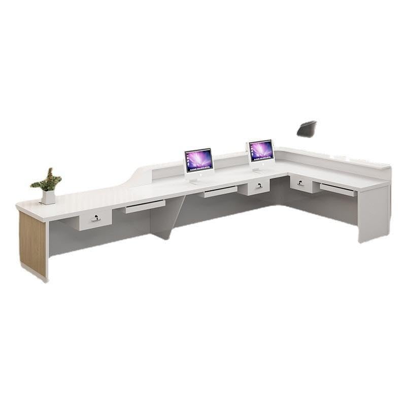 Image of L Shape Reception Desk Counter for Office Lobby, Hotel, Clinic, Salon, Corporate Reception Area and Commercial Front Desk Furniture - (RCT-202 MDFL L8W2)