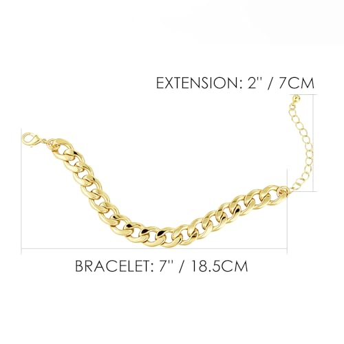 LANE WOODS Chunky Gold Bracelet for Women 14k Gold Plated Chain Link Bracelet for Men Classic Jewelry2