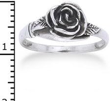 Miniatura 5 de Anillo pequeño de plata de ley con detalle de rosa (tamaños 3, 4, 5, 6, 7, 8, 9, 10, 11, 12, 13, 14, 15)