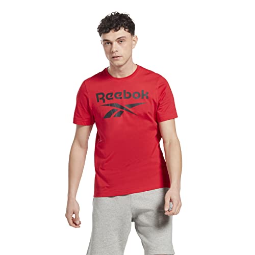 Reebok Grand Logo identité, Rouge vectoriel/Noir, M T-Shirt Graphique à Manches Courtes