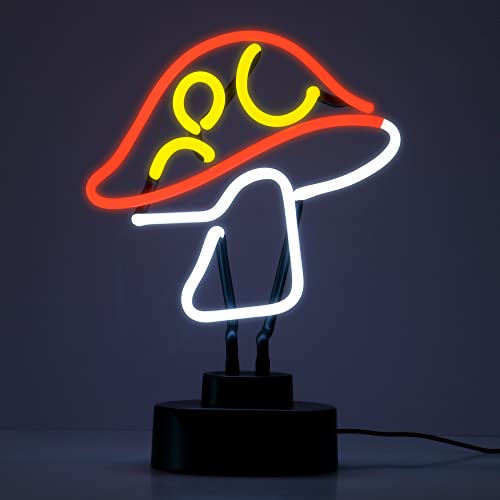 Chi-buy 12V Real Glass Tube Neon Light Sculpture, Mushroom Neon Sign Desktop Neon lamp Decoration Handmade Wall Art Home Decor Night Light for Game Room, Bedroom Party neon Signs (Mushroom)