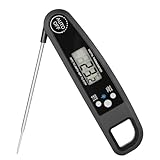 Cexovo Fleischthermometer Digital, Faltbares Küchenthermometer IPX6 Wasserdicht Grillthermometer mit LCD, Edelstahl-Lebensmittelsonde, Genauigkeit ±0,5℃, 3s Schnelle Reaktion, für Kochen,Grill,BBQ