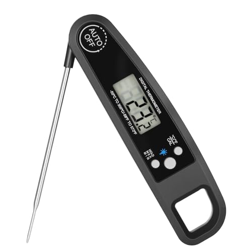 Cexovo Fleischthermometer Digital, Faltbares Küchenthermometer IPX6 Wasserdicht Grillthermometer...