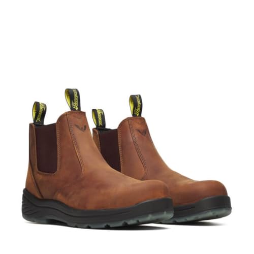 Thorogood Thoro-Flex 6” Slip On Composite Toe Work Boots for Men - Premium Leather with Slip-Resistant Outsole and Scuff-Free Translucent Bottom; EH Rated, Trail Crazyhorse - 11 W US
