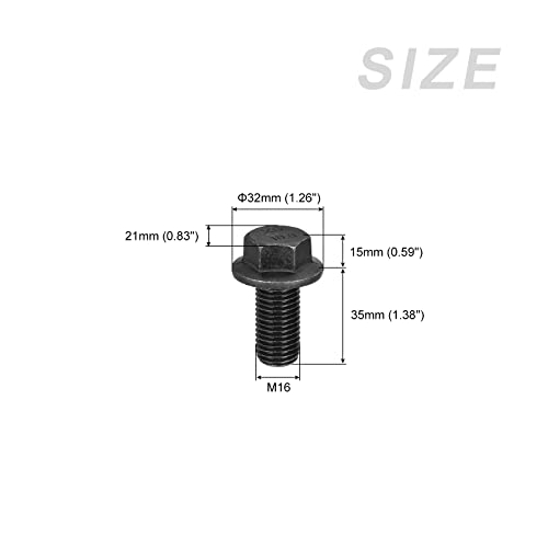 Image of METALLIXITY Flanged Hex Head Bolts (M16x35mm) 1pcs, Hexagon Serrated Flange Bolt Fully Thread Screw - for House Construction Hardware Fasteners