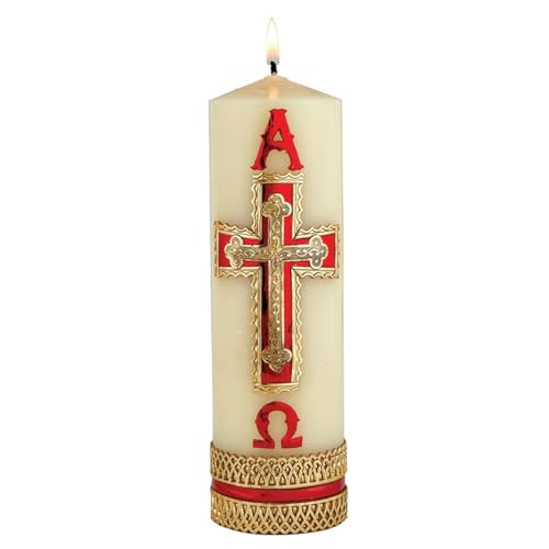 Trinity Church Supply Family Prayer Candle Gold Cross Unscented Dinner Candles, 2-1/2 Inch x 8 Inch, Pack of 2