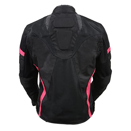 Milwaukee Leather Mpl2794 Women's Black And Pink Mesh/Textile Motorcycle Racer Jacket - 5X-Large #TOP1